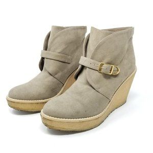 STELLA McCARTNEY Cream Faux Shearling Wedge Bootie